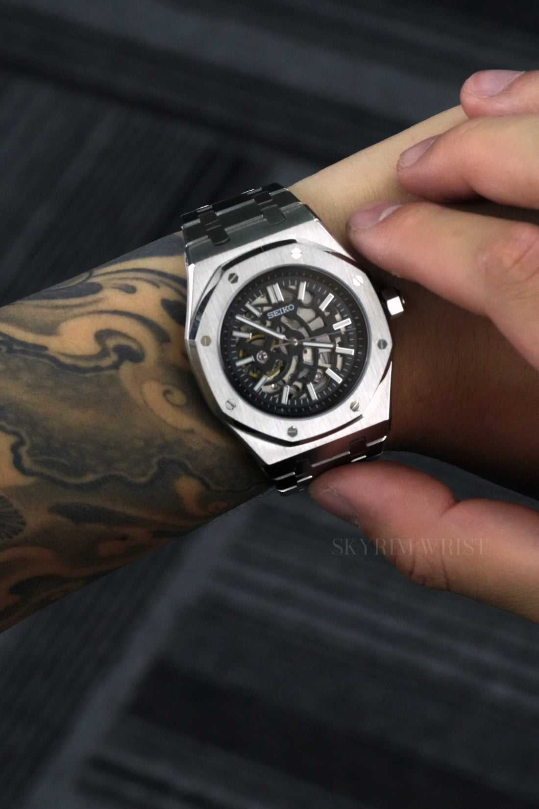 Mod Royal Oak Skeleton Black Silver - SKYRIM WRIST