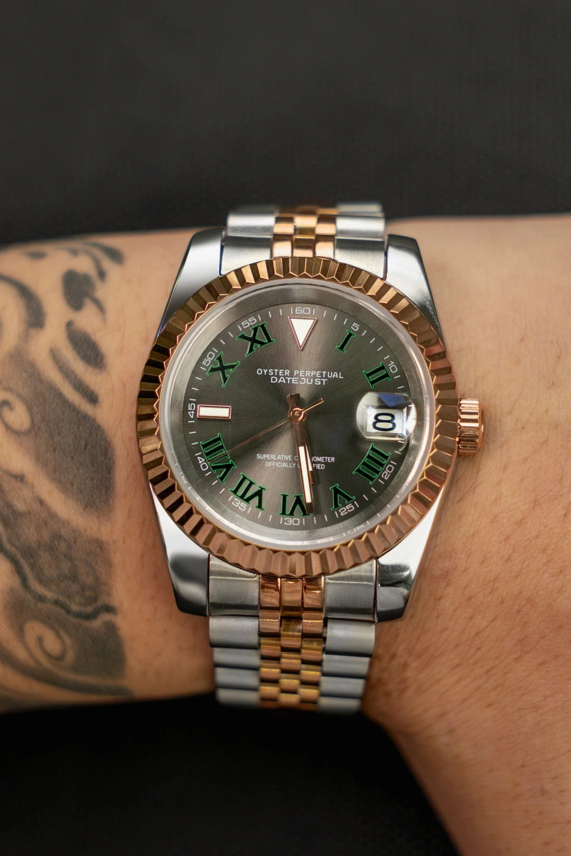 Mod Datejust Wimbledon Two-Tone Rose Gold Gray Watch