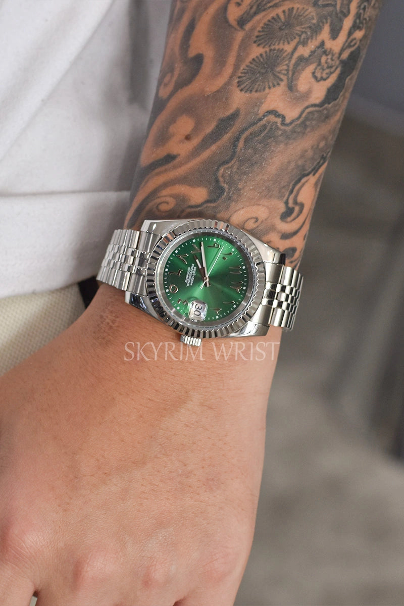 Mod Datejust Arabic Green Watch