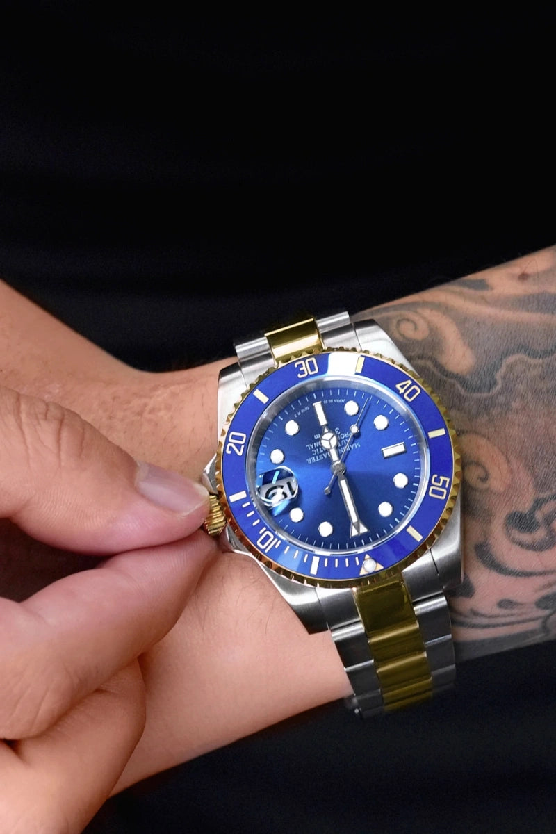 Mod Submariner Two-Tone Gold Blue Watch - SKYRIM WRIST