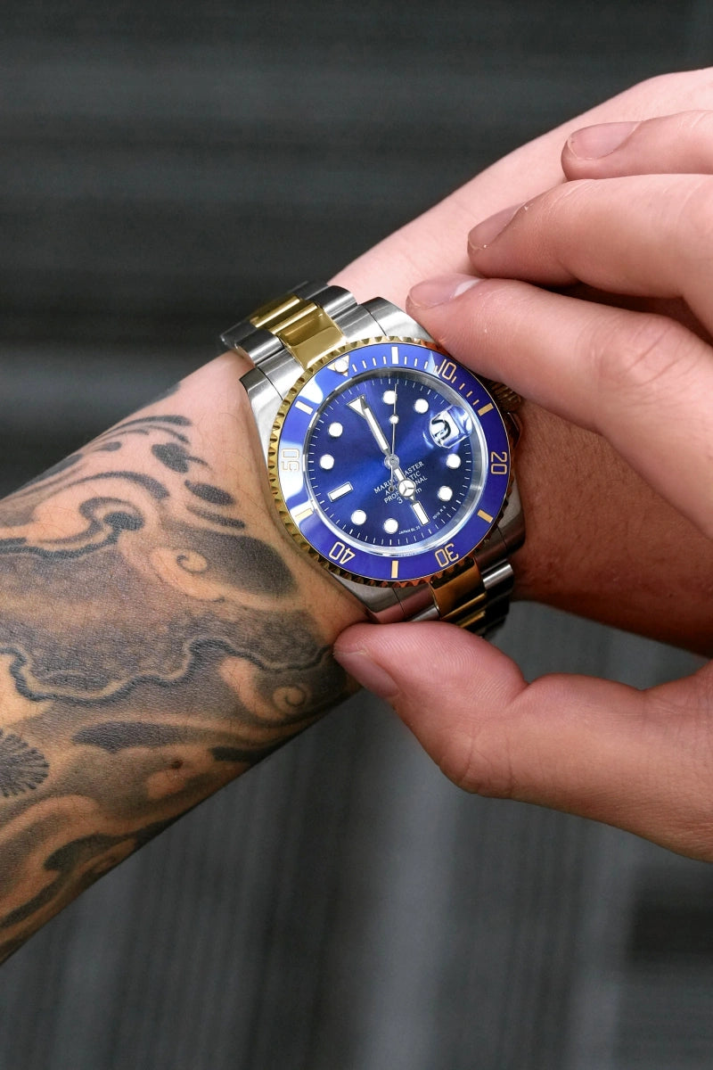 Mod Submariner Two-Tone Gold Blue Watch - SKYRIM WRIST