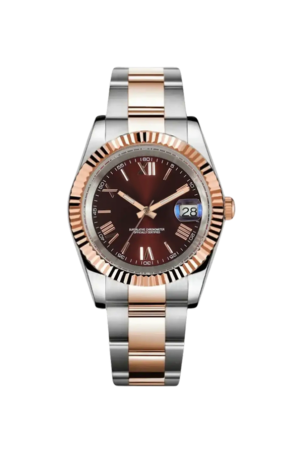 Mod Datejust Two-Tone Rose Gold Red Watch