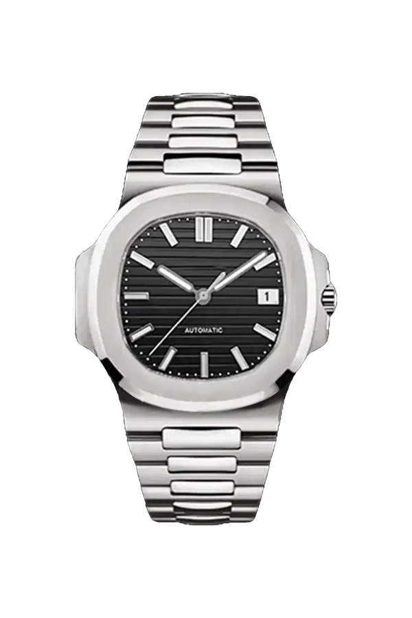 Mod Nautilus Silver Black Watch