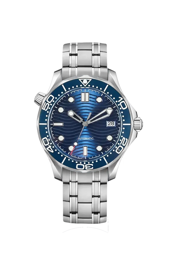 Mod Seamaster Silver Blue Watch