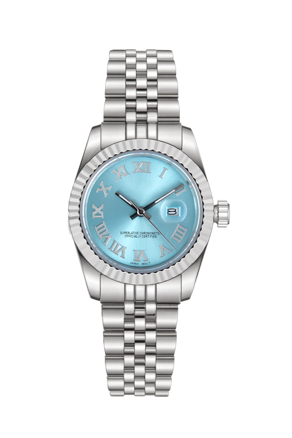 Mod Datejust Roman Sky Blue Watch - 31mm