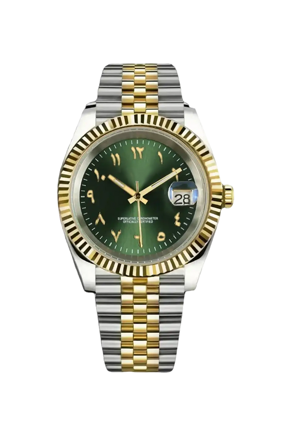 Mod Datejust Two-Tone Gold Arabic Green Watch