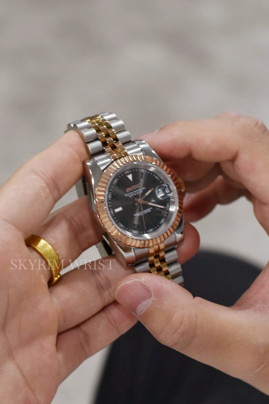 Mod Datejust Wimbledon Two-Tone Rose Gold Gray - SKYRIM WRIST