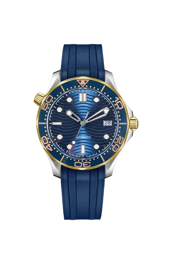 Mod Seamaster Gold Blue Wave Watch