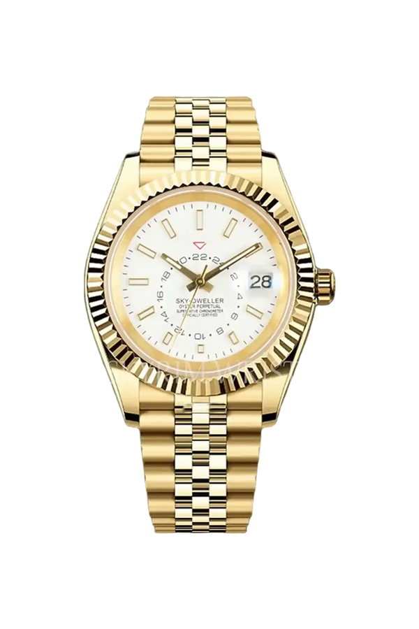 Mod Sky-Dweller Gold White Watch