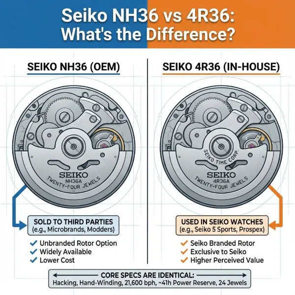Seiko NH36 vs 4R36: What's the Difference?