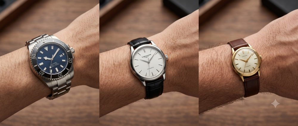 Image of different size watches on the wrist