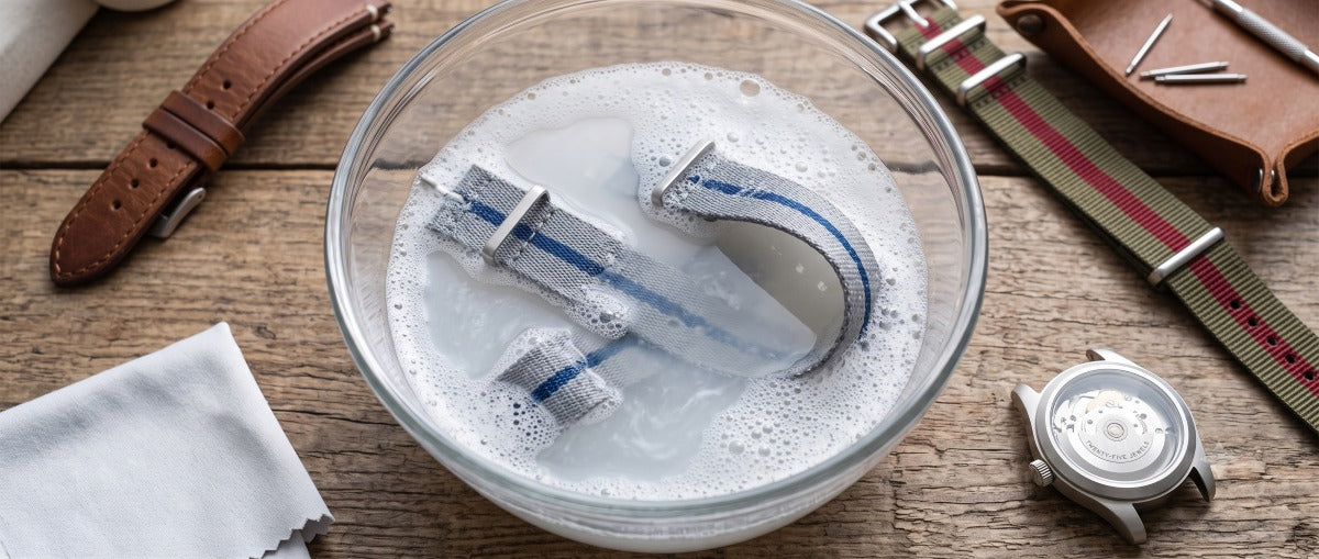 Image of how to clean nylon watch band