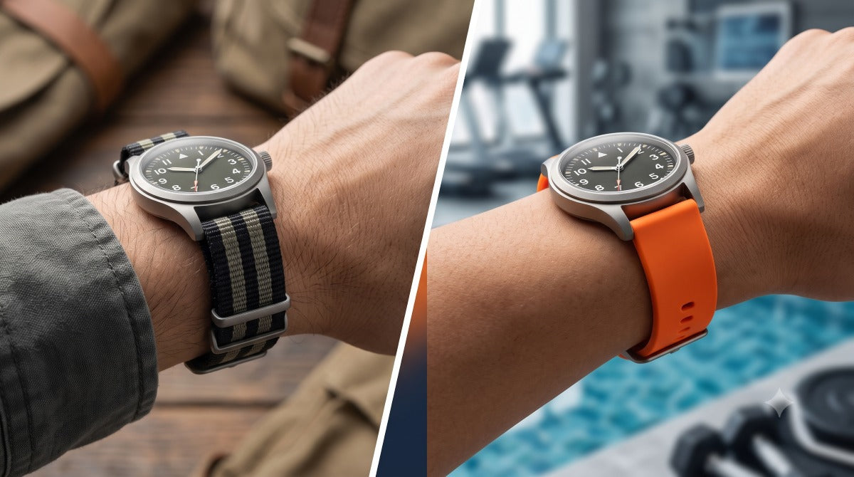 Image of nylon vs silicone watch band