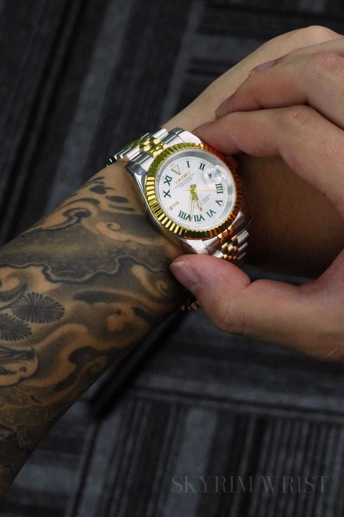 Mod Datejust Wimbledon Two-Tone Gold Silver - SKYRIM WRIST 