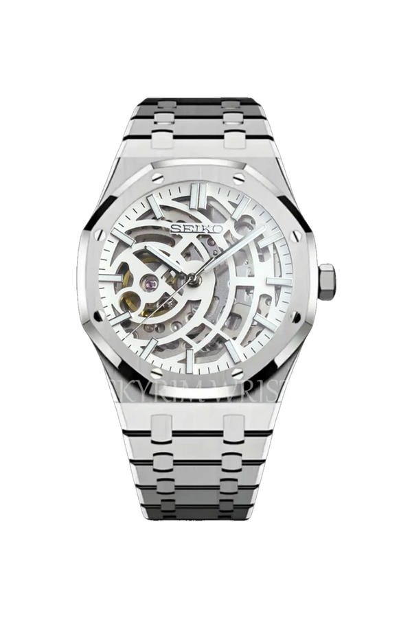 Mod Royal Oak Skeleton White Silver