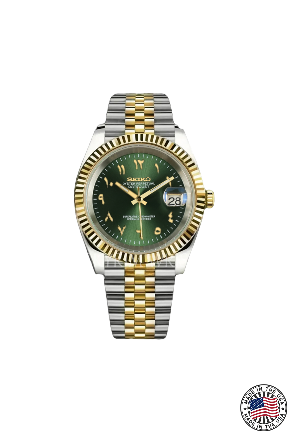 Mod Datejust Two-Tone Gold Arabic Green