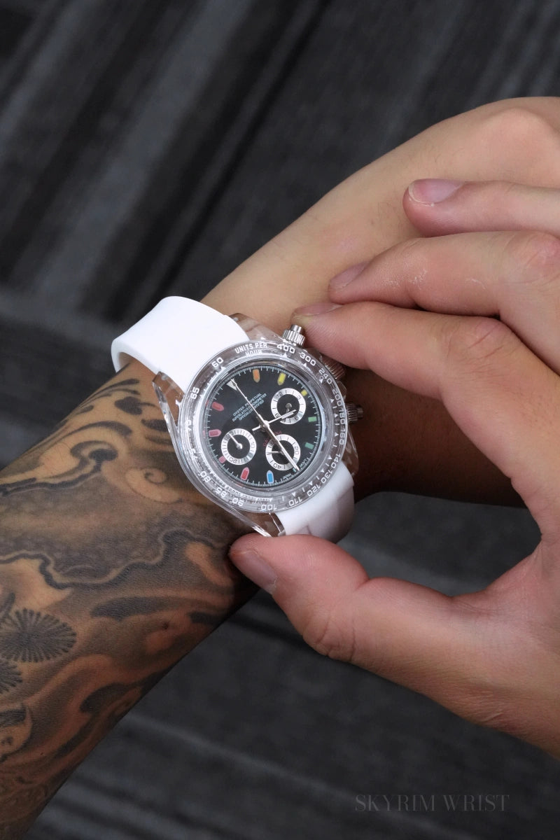 Mod Daytona Acrylic White Black Watch - SKYRIM WRIST 