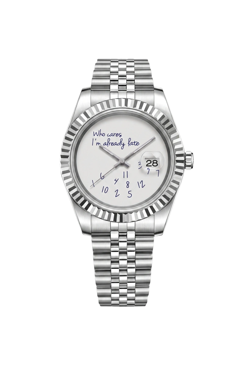 Image of Custom Datejust White Who Cares? - SKYRIM WRIST 