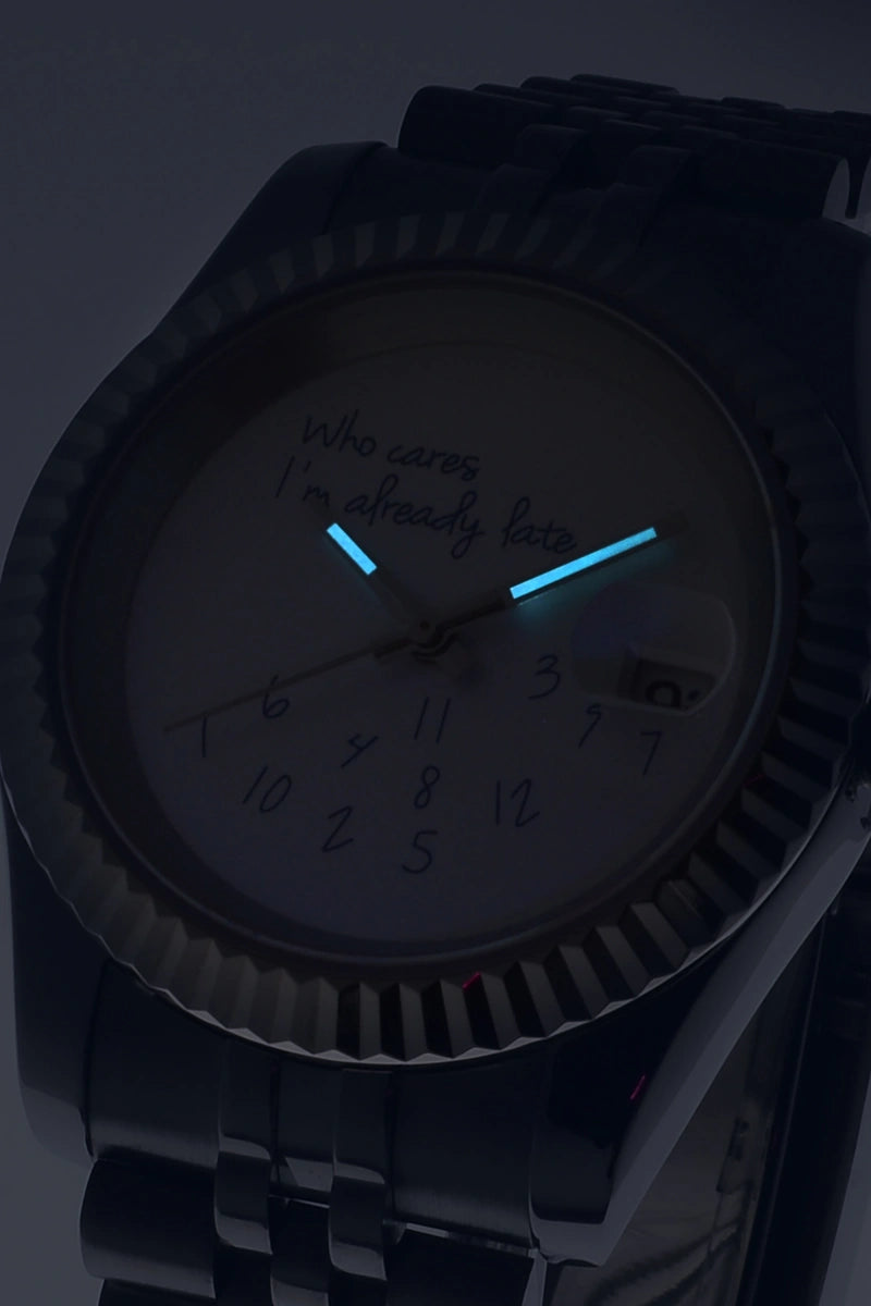 Image of Custom Datejust White Who Cares? - SKYRIM WRIST 