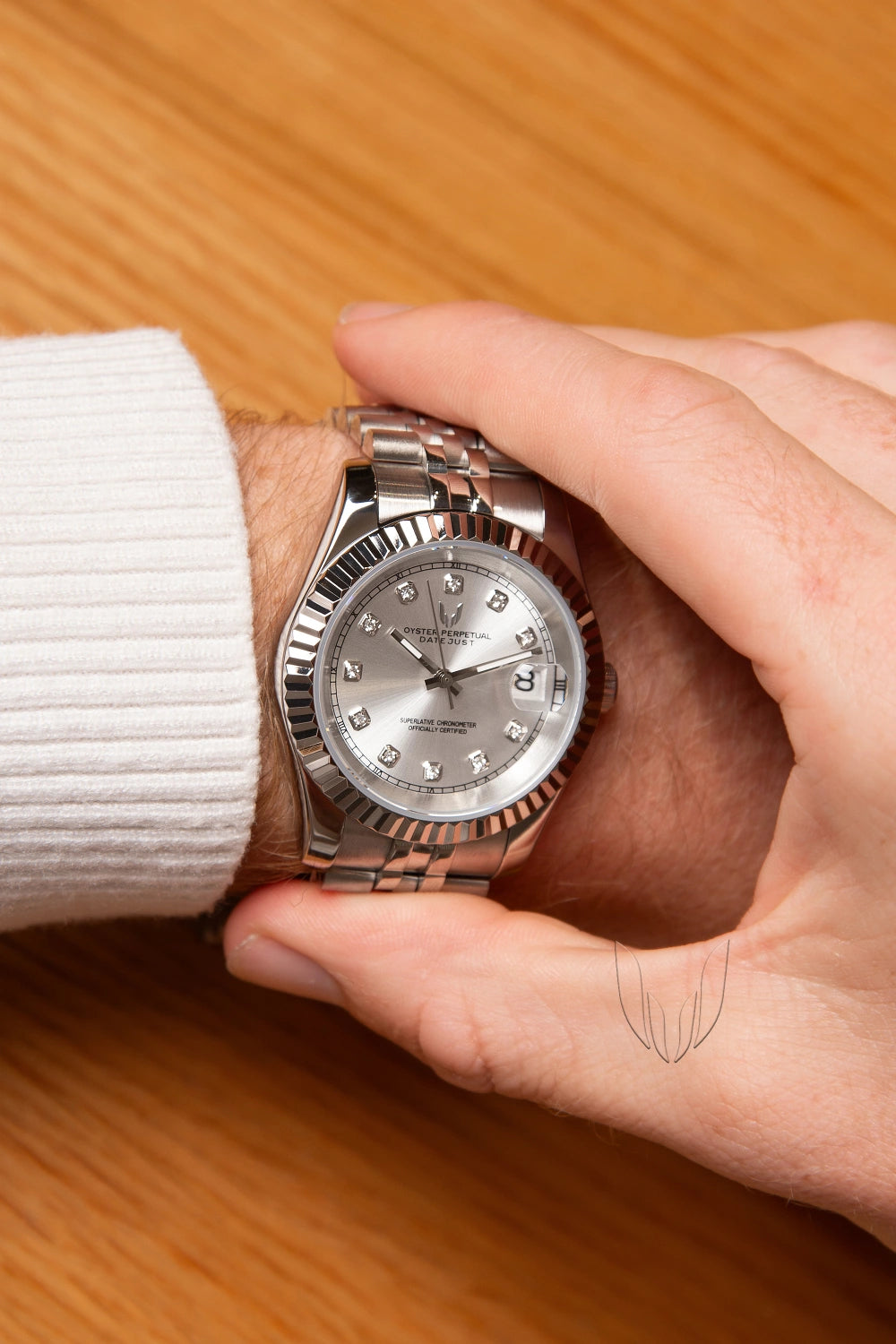 Image of Custom Datejust Silver Diamond - SKYRIM WRIST 