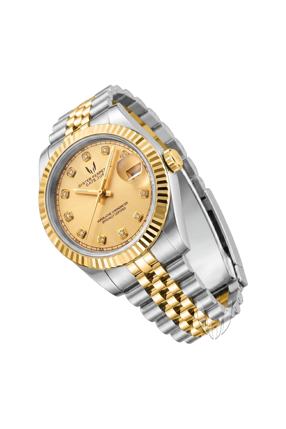 Image of Custom Datejust Two-Tone Gold Diamond