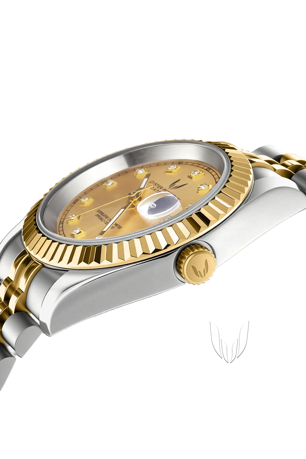 Image of Custom Datejust Two-Tone Gold Diamond