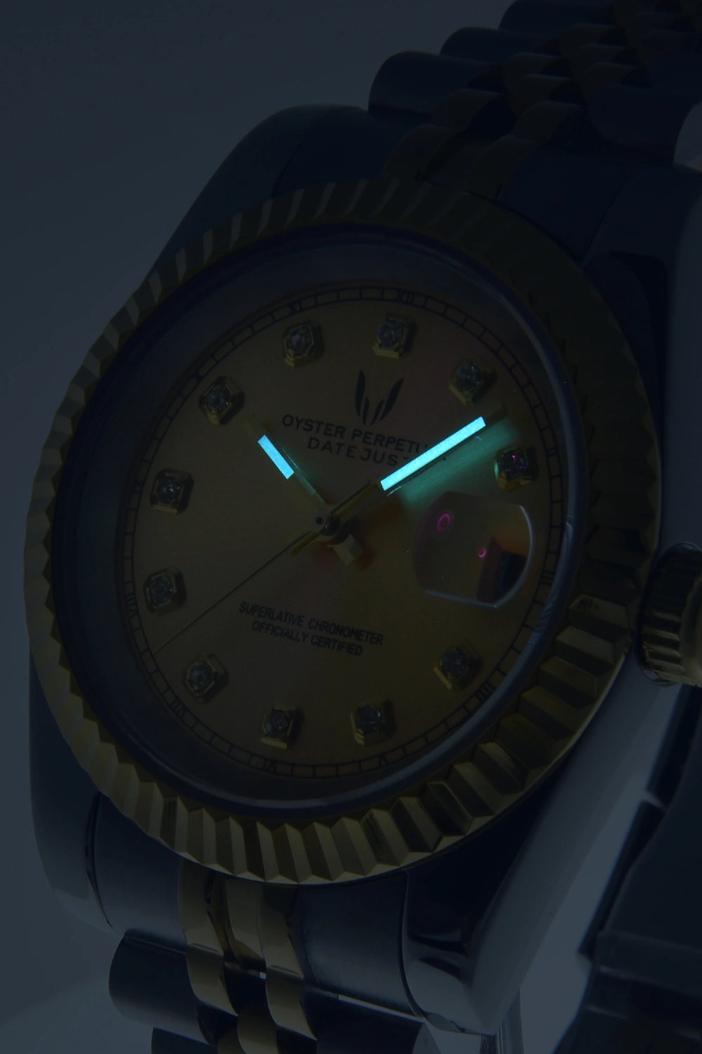 Image of Custom Datejust Two-Tone Gold Diamond
