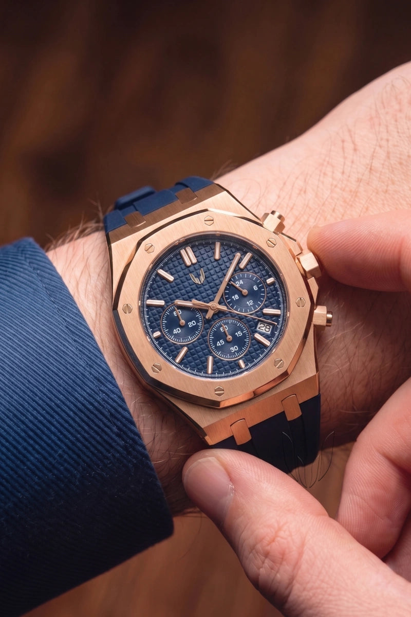 Image of Custom Royal Oak Blue Gold Chrono - SKYRIM WRIST 