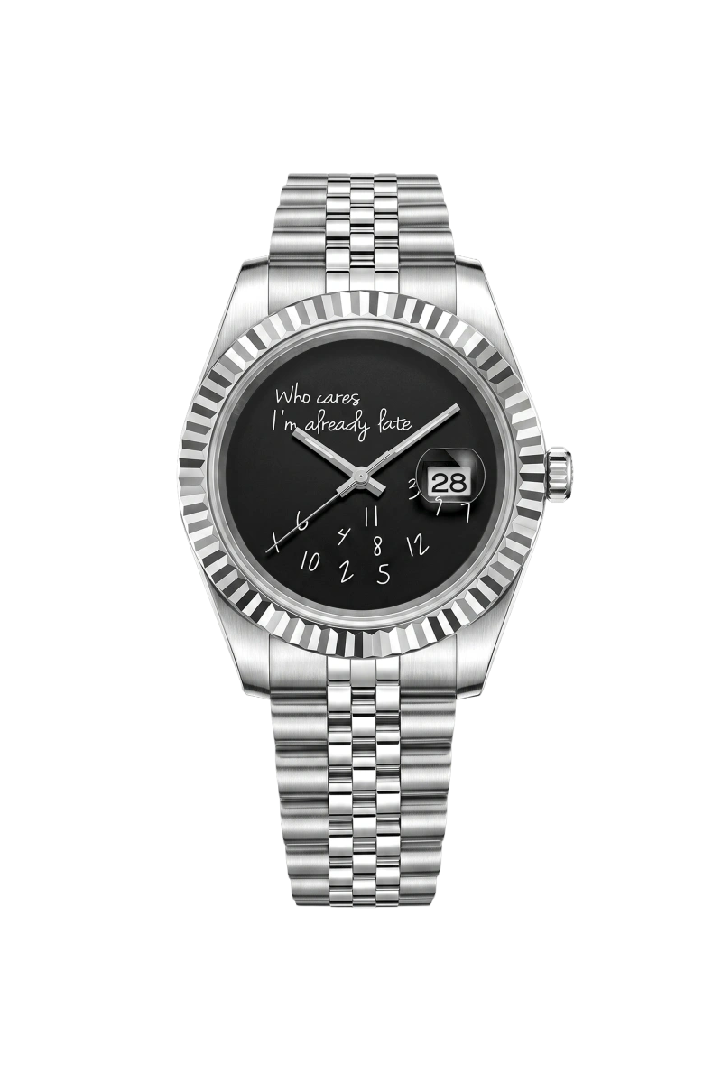 Image of Custom Datejust Black Who Cares? - SKYRIM WRIST 
