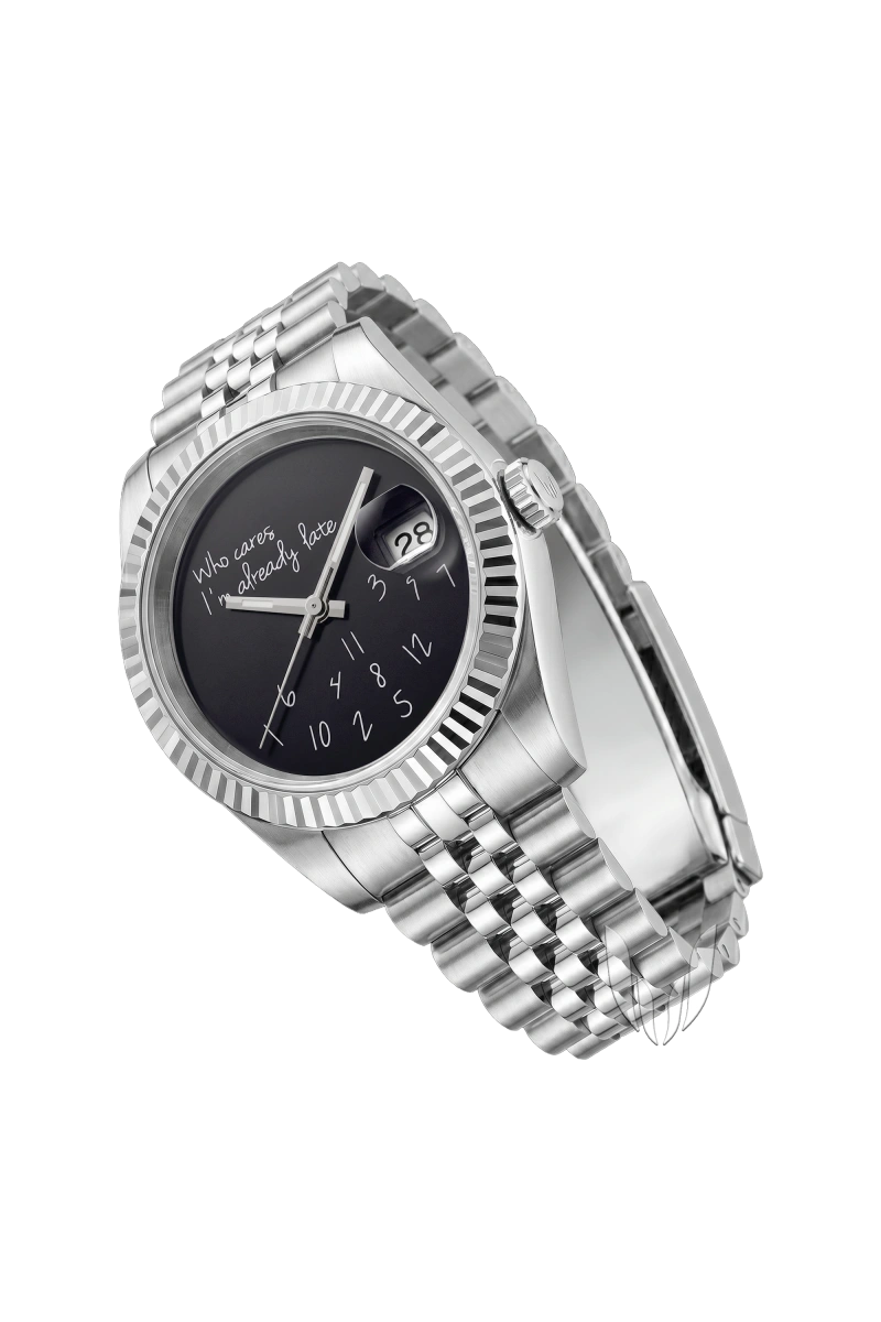 Image of Custom Datejust Black Who Cares? - SKYRIM WRIST 