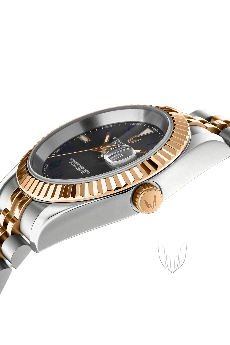 Image of Custom Datejust Wimbledon Two-Tone Rose Gold Gray - SKYRIM WRIST 
