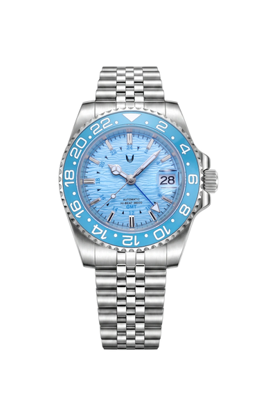 Custom GMT Watch in Baby Blue | NH34 Automatic – SKYRIM WRIST