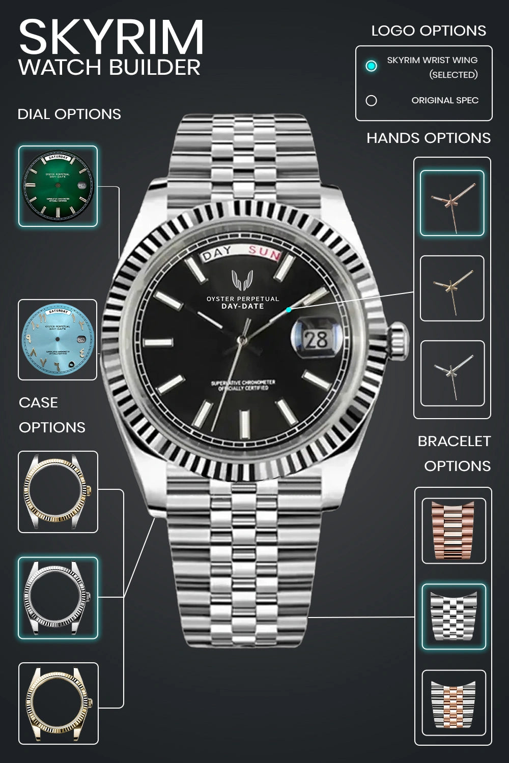 Image of Design Your Custom Day-Date - SKYRIM WRIST 