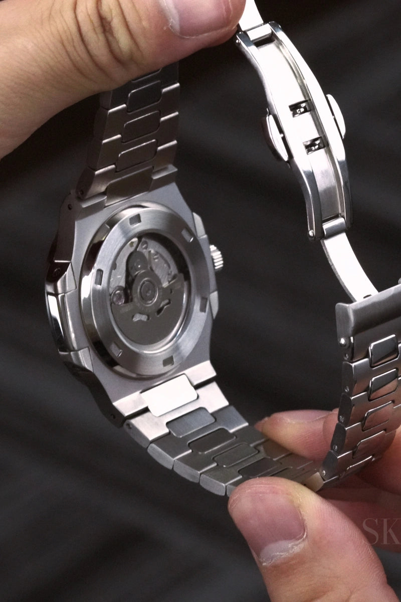 Mod Nautilus Silver Black Watch