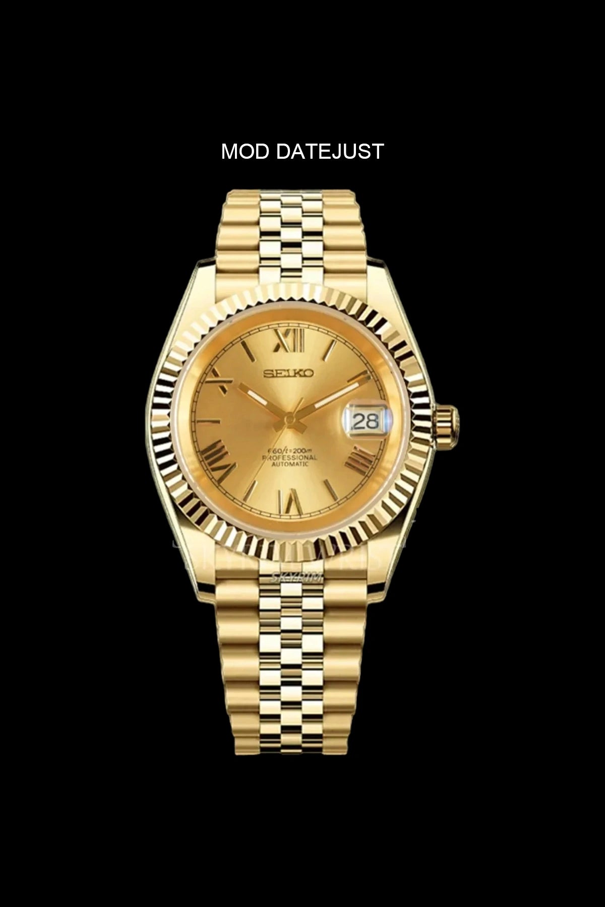 Seiko Mod Datejust style custom watch inspired by classic dress designs