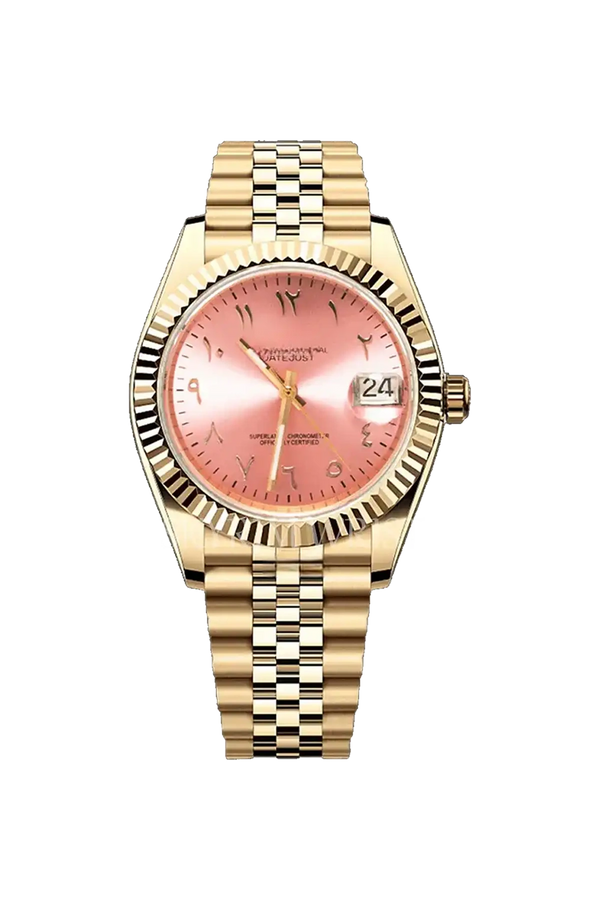Mod Datejust Gold Arabic Pink