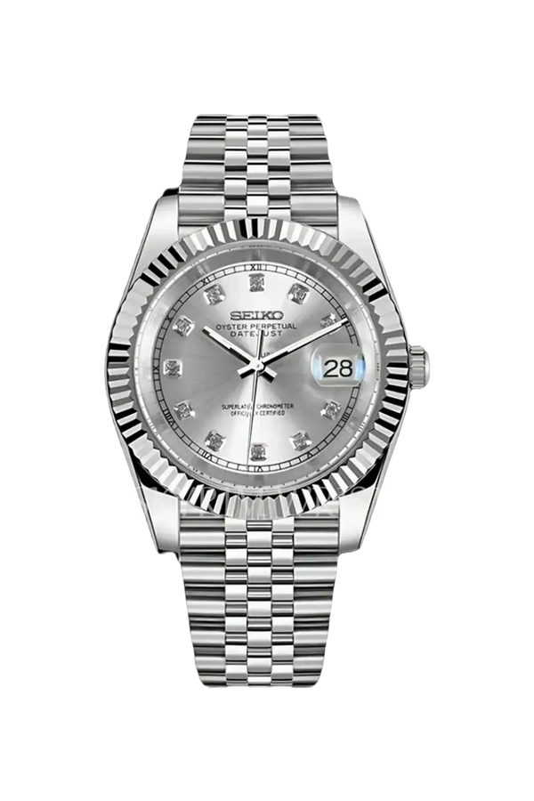 Mod Datejust Silver Diamond