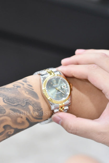 Mod Datejust Two-Tone Gold Arabic Green - SKYRIM WRIST 