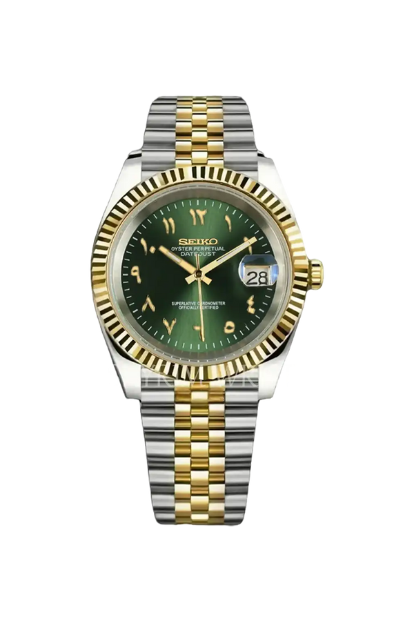 Mod Datejust Two-Tone Gold Arabic Green