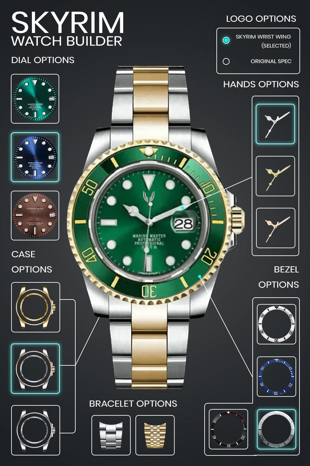 Image of Design Your Custom Submariner & Yacht-Master - SKYRIM WRIST 